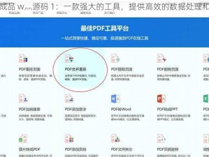 大象成品 w灬源码 1：一款强大的工具，提供高效的数据处理和管理