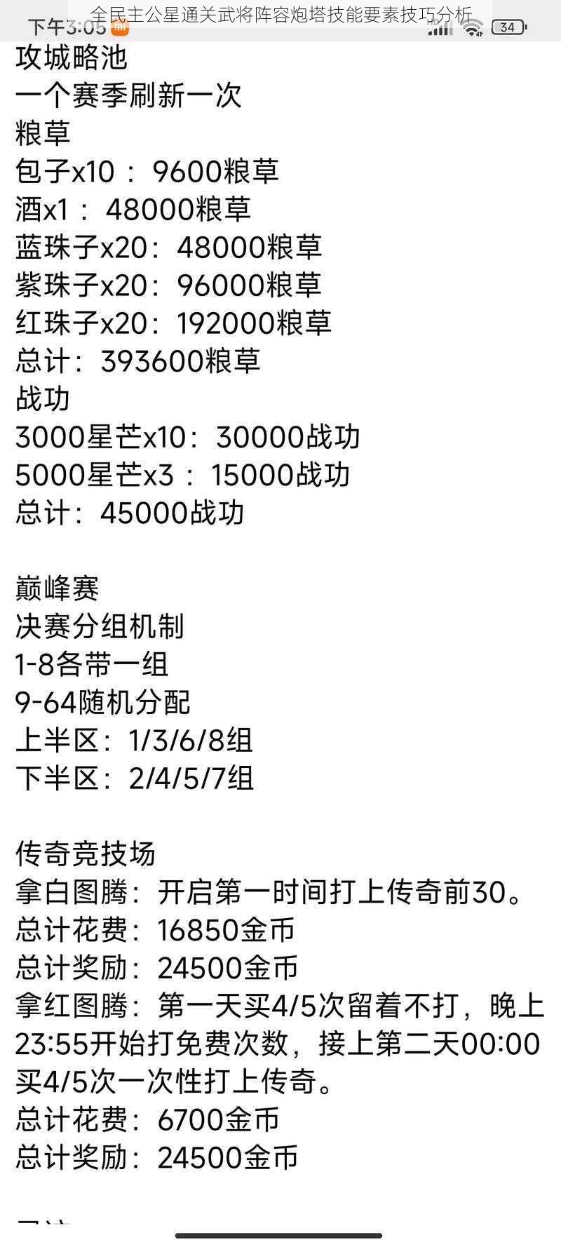 全民主公星通关武将阵容炮塔技能要素技巧分析