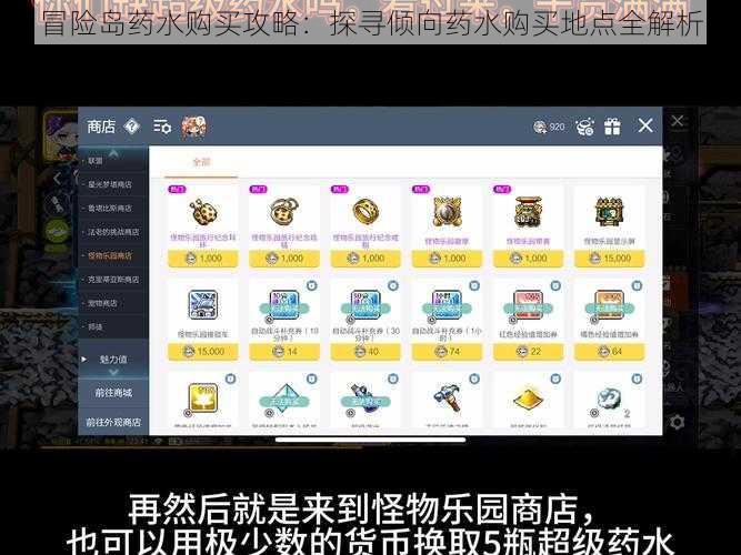 冒险岛药水购买攻略：探寻倾向药水购买地点全解析