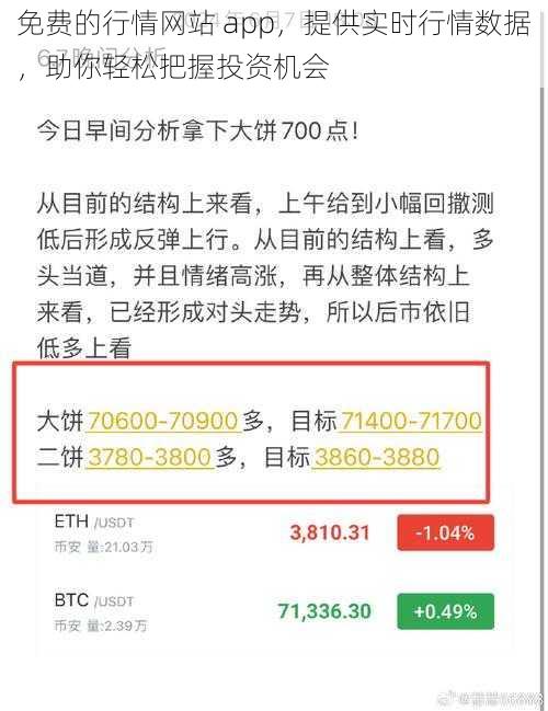 免费的行情网站 app，提供实时行情数据，助你轻松把握投资机会